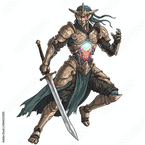 Warrior With Prosthetic Soul Illustration White Background