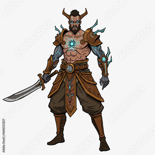 Warrior With Prosthetic Soul Illustration White Background