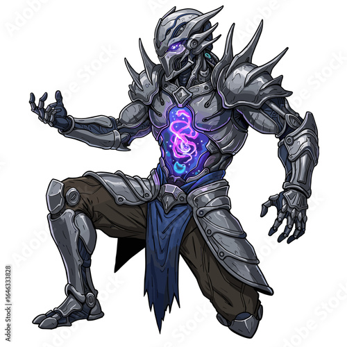 Warrior With Prosthetic Soul Illustration White Background