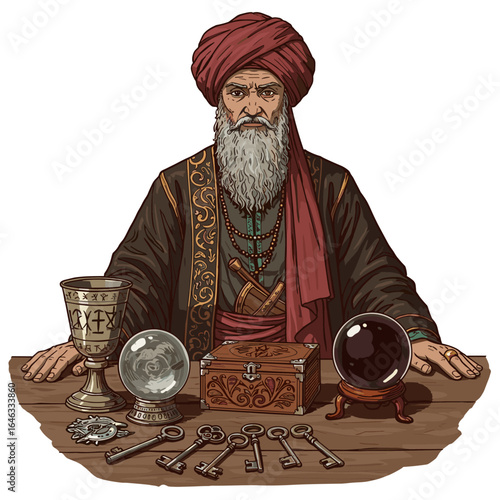 Antique Dealer Who Sells Cursed Objects Illustration White Background