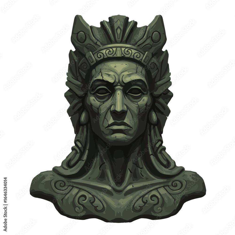 Obraz premium Forgotten Deity Statue Illustration White Background