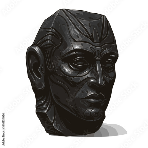 Forgotten Deity Statue Illustration White Background