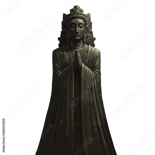 Forgotten Deity Statue Illustration White Background