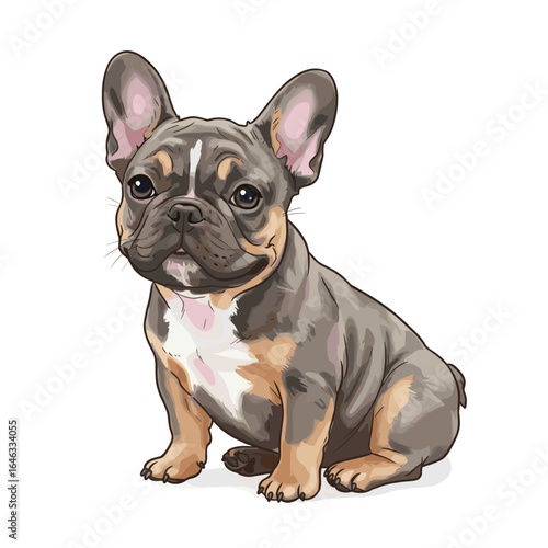 French Bulldog Illustration White Background