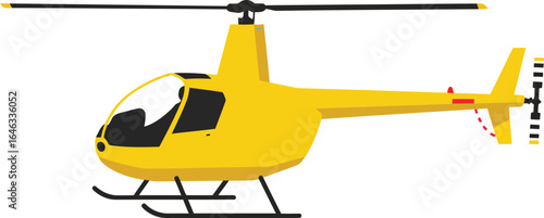 Yellow helicopter flying isolated vector design aircraft rotorcraft transport aviation flying vehicle