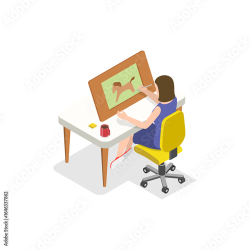3D Isometric Flat Vector Illustration of Designers At Work, Professional Visual Artists. Item 3