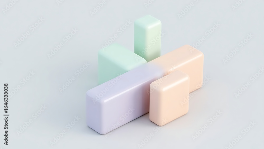 Obraz premium Abstract pastel geometric shapes intersecting with soft lighting