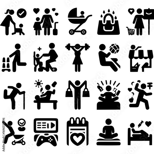 Alltag in Linien – Piktogramm-Set des menschlichen Lebens - 3