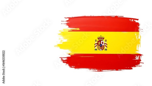Abstract spanish flag painted with brush strokes on a white background