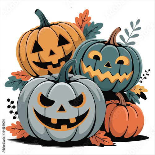 Halloween pumpkins set vector illustration isolated