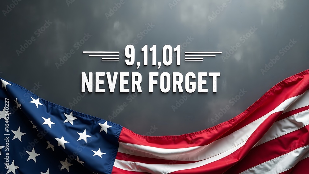 Naklejka premium Remembering september 11th never forget patriot day with american flag