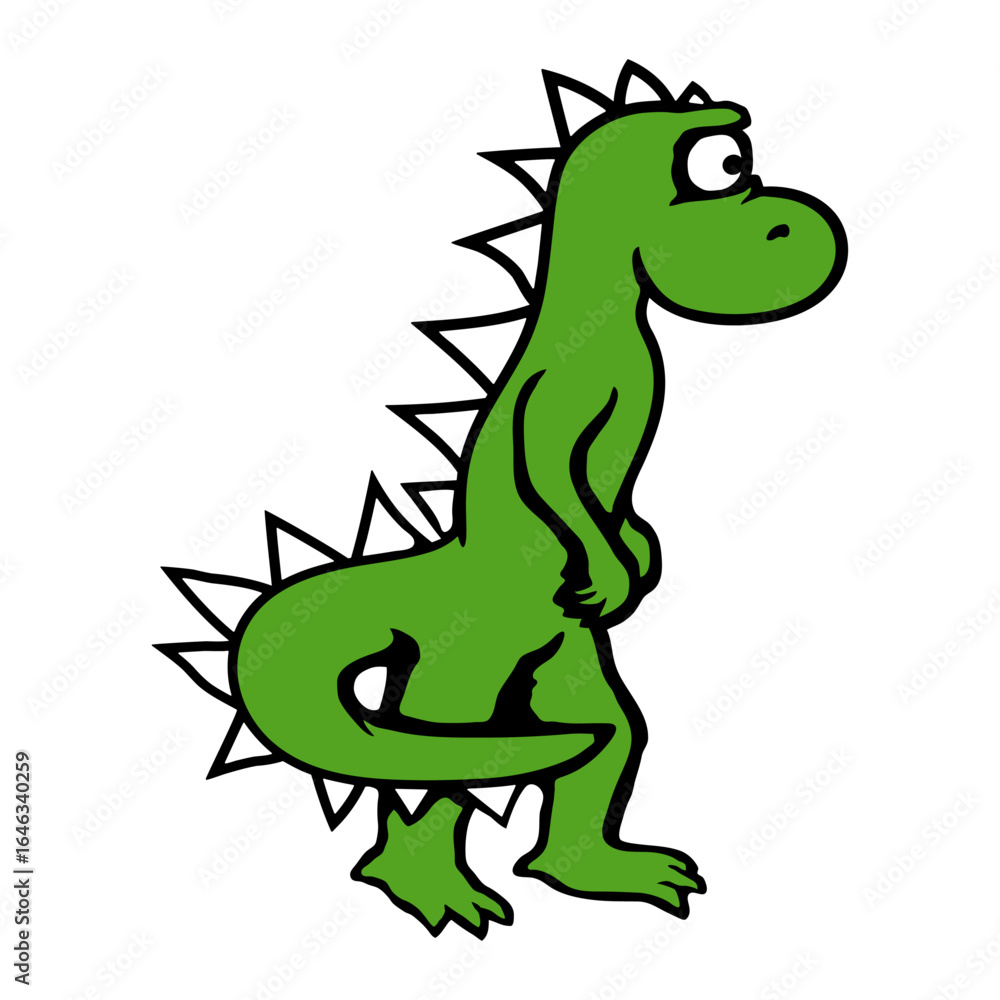 Fototapeta premium Stegosaurus Dinosaur Sad Tired Thinking Shy Unhappy Comic