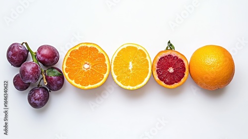 Vibrant medley of Fresh Fruits: A stunning array of nature's colorful bounty, meticulously arranged, showcasing a spectrum of tastes and textures in a visual feast. 