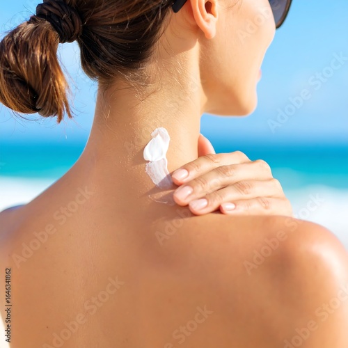 Woman applying sunscreen on beach (5)