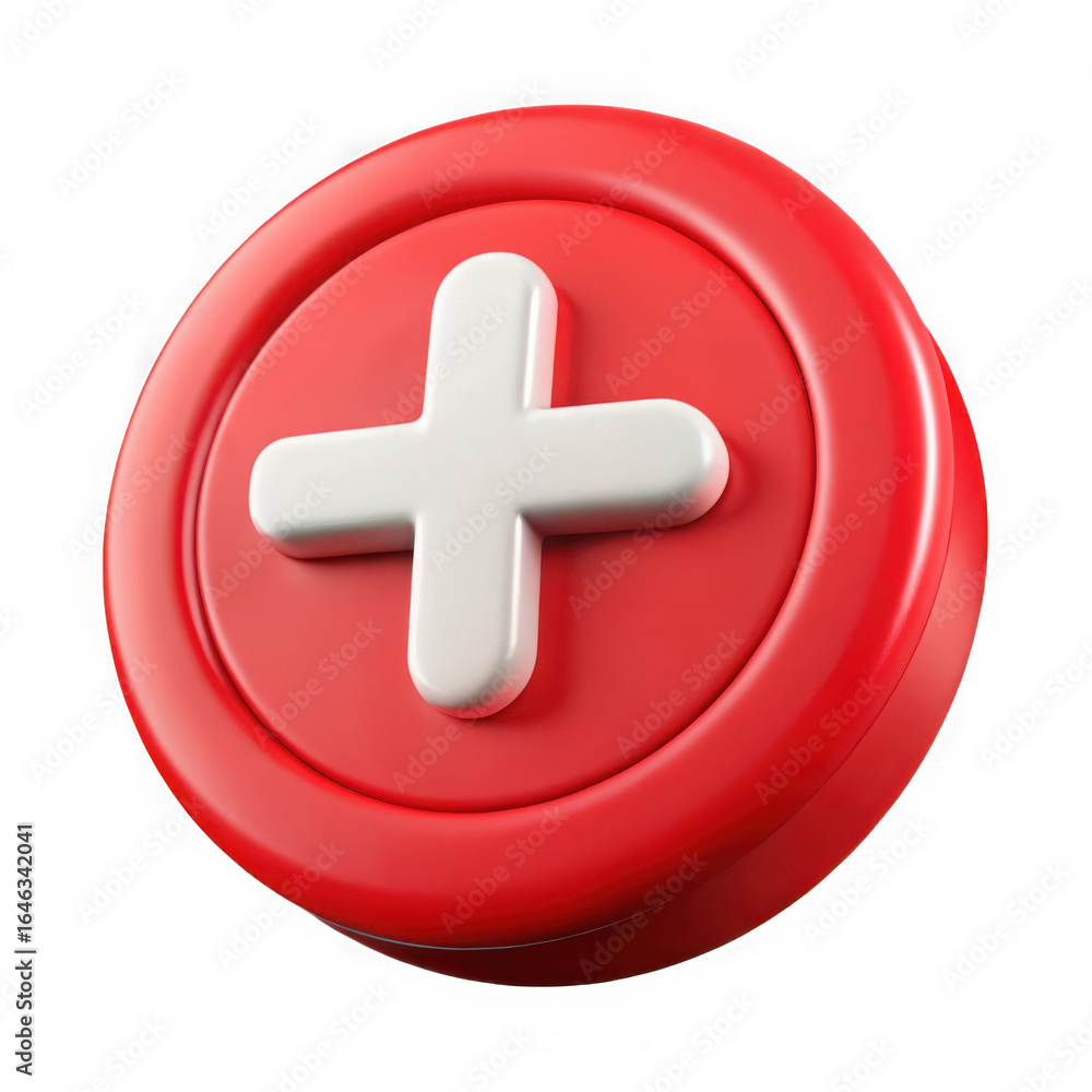 Obraz premium Red plus symbol isolated on transparent background