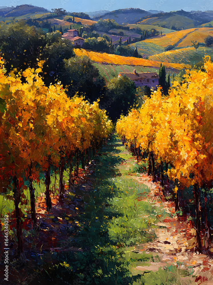 Fototapeta premium Vineyard in autumn harvest