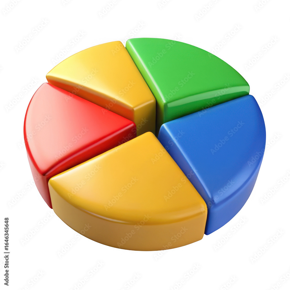 Obraz premium 3d colorful pie chart isolated on transparent background