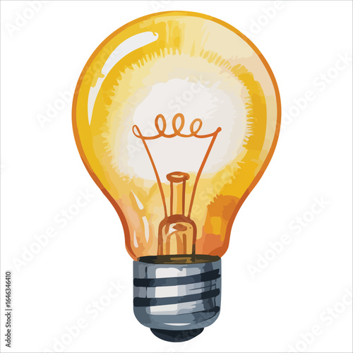 Cartoon light bulb doodle vector illustration isolated