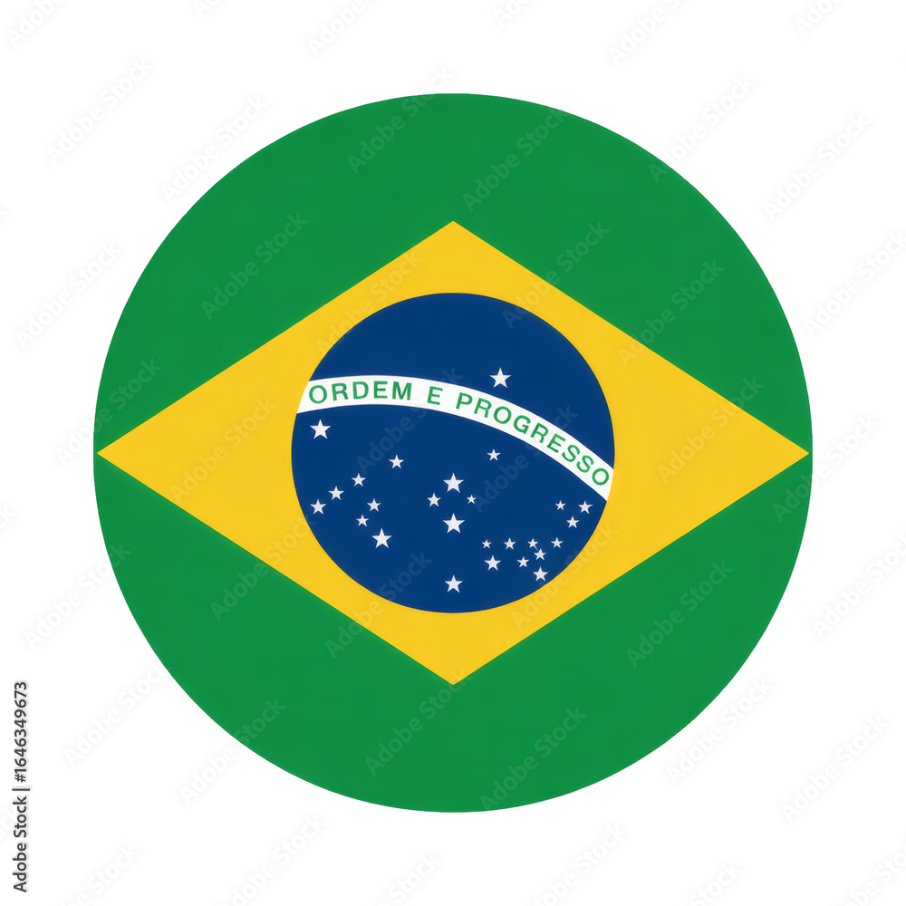 Fototapeta premium Clean Vector Illustration of the Circular Brazilian Flag, Perfect for National Emblems and Icons