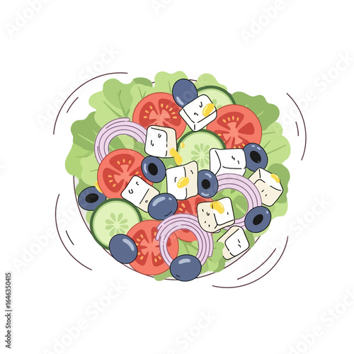 Enjoy a vibrant Greek salad with fresh tomatoes, cucumbers, feta, and olives, perfect for healthy eating and light summer meals, offering a taste of Mediterranean cuisine