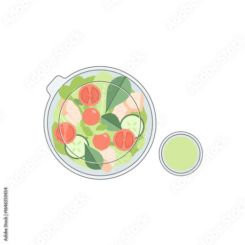 Fresh salad bowl with tomatoes, cucumbers, and greens, a vibrant culinary delight promoting healthy eating and wellness, perfect for food blogs and dietary guides