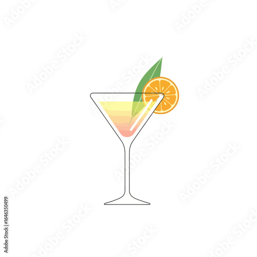 Vibrant orange cocktail illustration perfect for summer promotions, bar menus, and refreshing drink designs, a cool splash of color with a tropical twist for eye-catching visuals