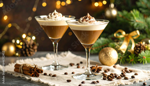 Decadent espresso martini topped with whipped cream and cocoa