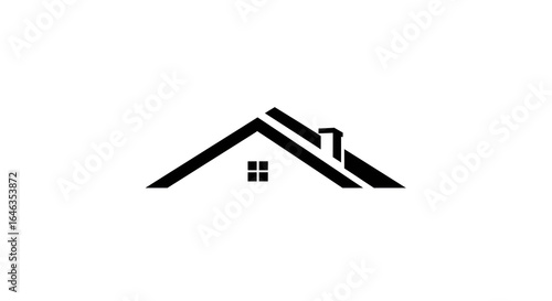 Vector illustration of a house roof silhouette, black and white minimalist design suitable for property and adventure logos or icons.