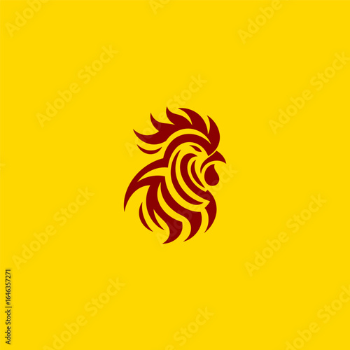 Photos Abstract rooster head logo in clean minimalist design.