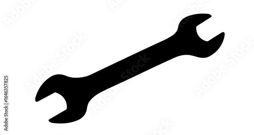 Object illustration of a black wrench tool for repair maintenance and construction projects adjustable spanner icon vector