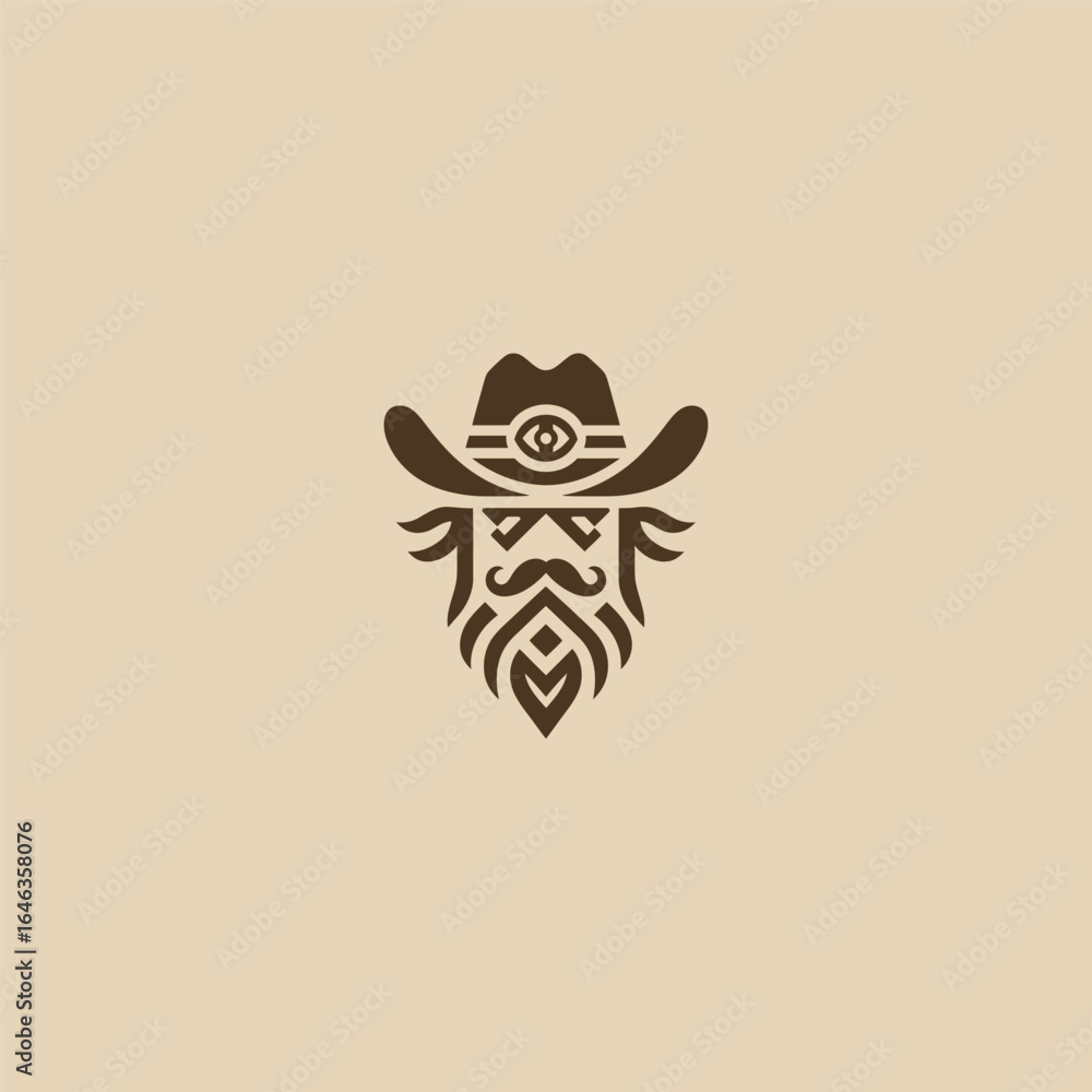 Fototapeta premium Abstract cowboy logo in simple minimalist style.