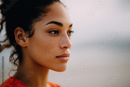 inspiring portrait of person set against clean background with ultrathin lines