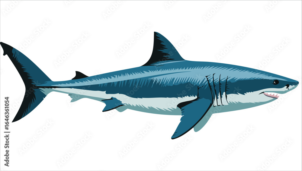 Obraz premium Cartoon ocean predator vector graphic plain backdrop