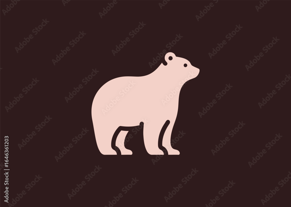 Obraz premium Simple Minimalist Bear Silhouette Style Logo, A clean and bold bear silhouette logo in minimalist design, representing strength and confidence