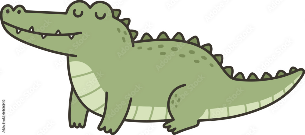 Obraz premium Smiling Cartoon Alligator Illustration 