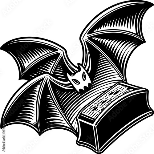 Bat-shaped candy bar with a bite taken out, bold vector illustration