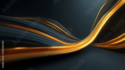 Abstract design with swirling golden lines on a dark background.