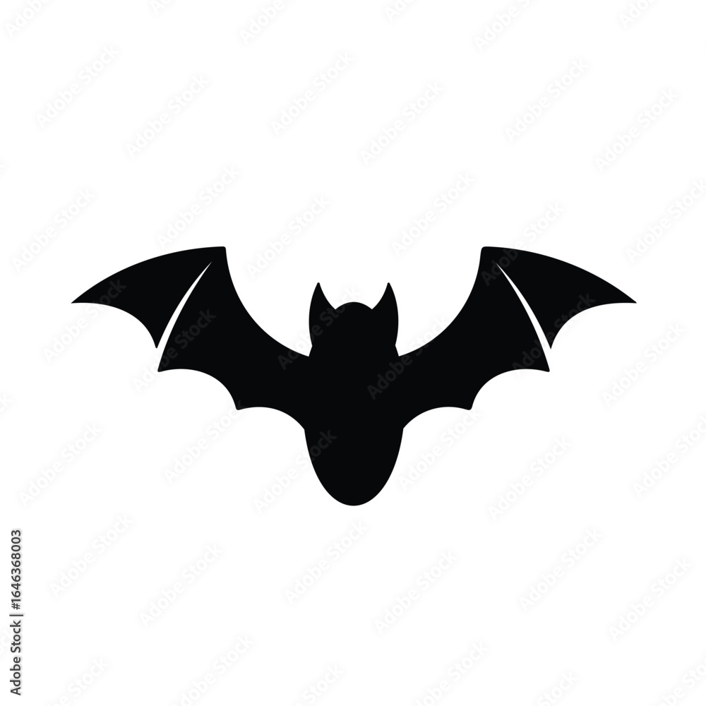 Fototapeta premium Vector illustration of a flying bat silhouette with autumn leaves for a Halloween or nature design