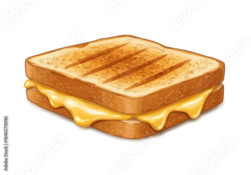 A toasted sandwich with melted cheese featuring grill marks