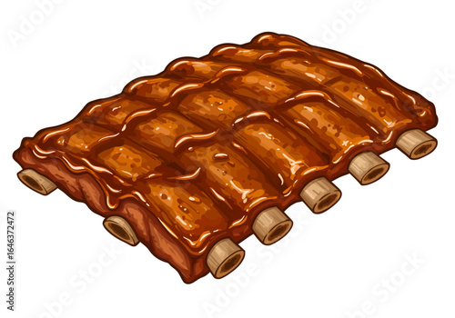 Ribs a rack of seasoned ribs with sauce