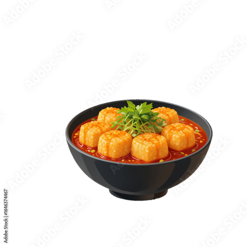 Illustration chicken and vegetable soup with rice
