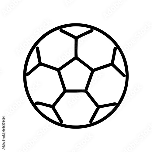 vectorized soccer ball outline in simple black design icon on white background  