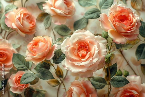 Vintage floral wallpaper with blooming rose HD photos