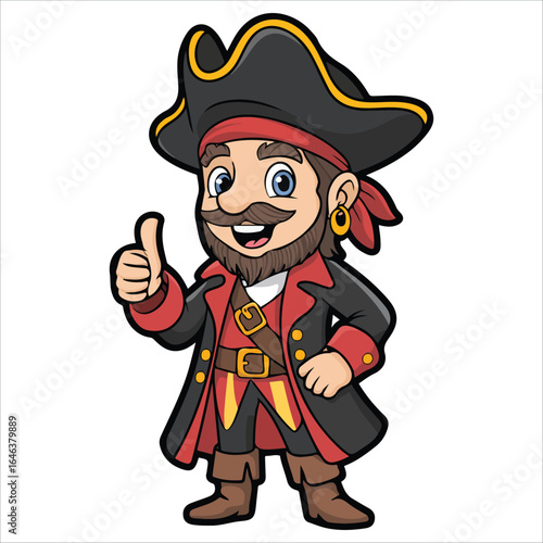 playful cartoon pirate character vector art isolated white