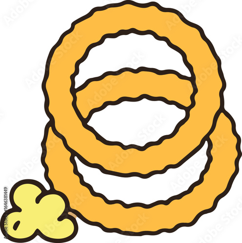 Illustration of tasty deep fried golden onion rings