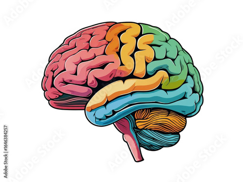 flat vector illustration of the brain