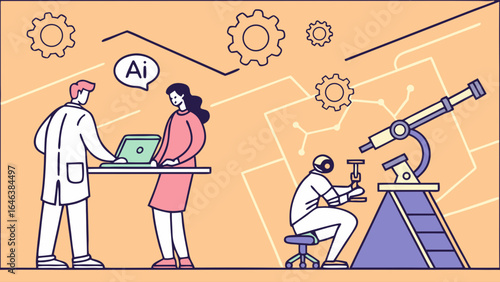 AI illustration of engineering and scientific research collaboration