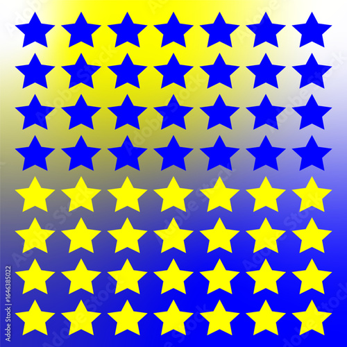 Star pattern illustration. Blue yellow stars. Vector decorative background. Gradient color design.
