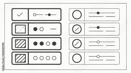 Black and White Minimalist Interface Design Elements Graphic Vector Art