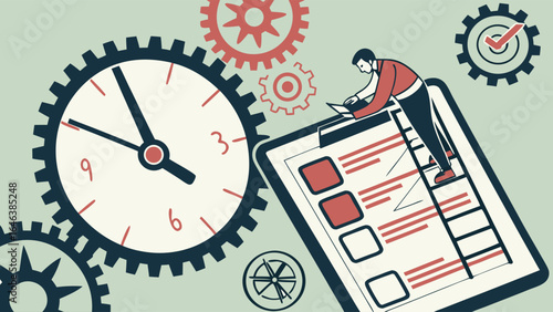 Business concept: Time management, evaluation, and progress measurement